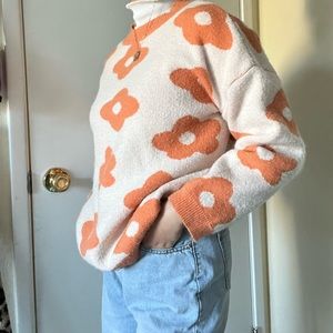 orange flower sweater